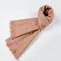 Best selling women spring fancy yarn for knitting scarf new design pure color wool tassel scarf